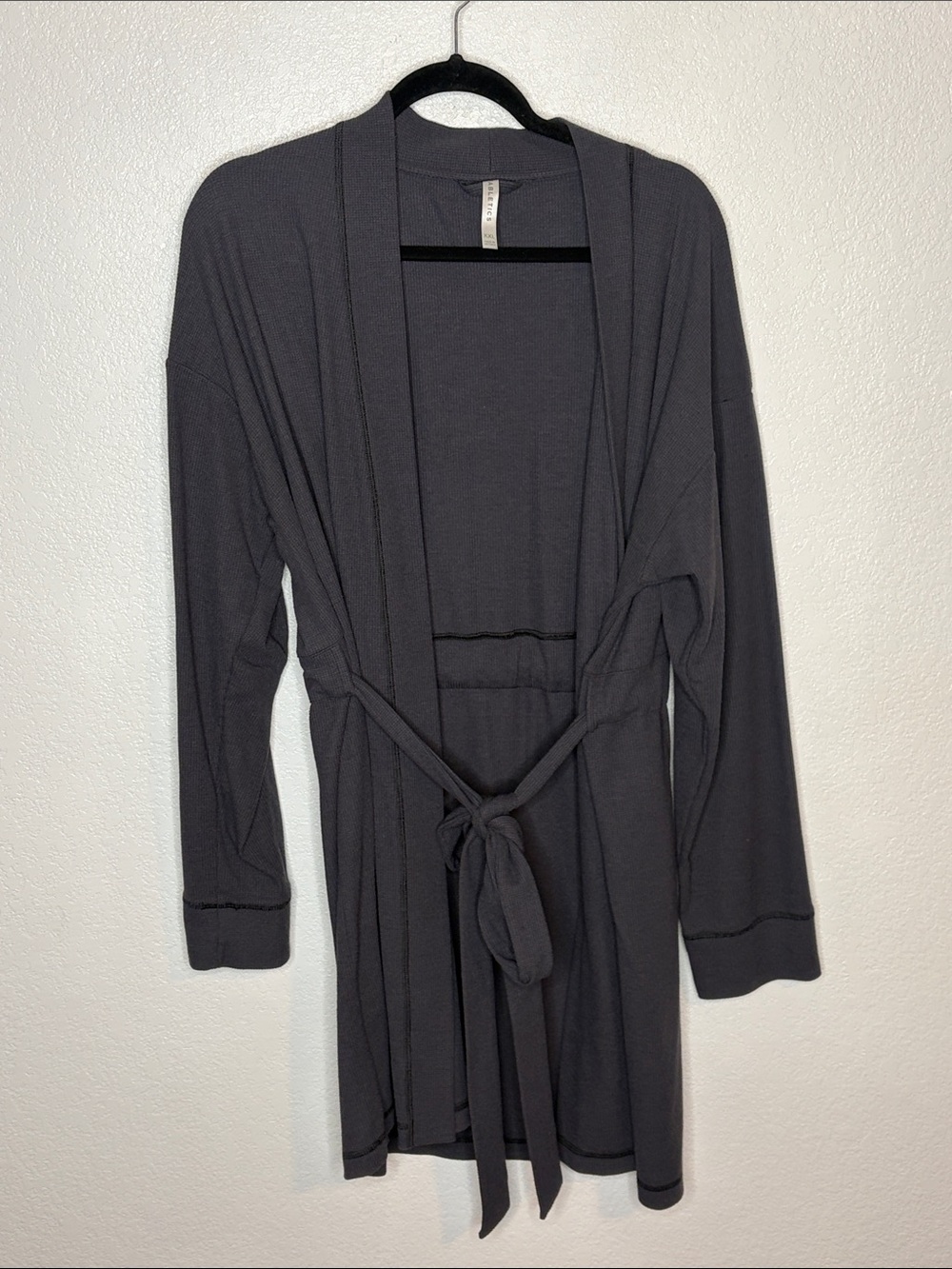 Fabletics Dark Gray Waffle Medium Weight Thigh Length Robe Size XXL Lounge